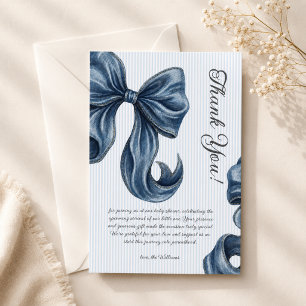 Blaue Jeans-Schleifen-Baby-Party Dankeskarte