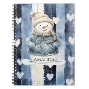 Blaue Jeans-Schneemann-Herzen Notizblock
