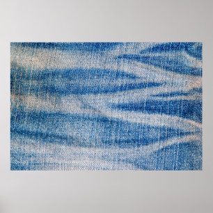 Blaue Jeans-Stoffstruktur, Textilhintergrund Poster