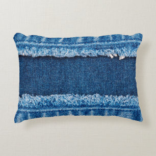 Blaue Jeans-Stofftextur Dekokissen