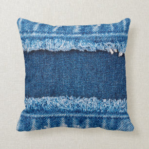 Blaue Jeans-Stofftextur Kissen