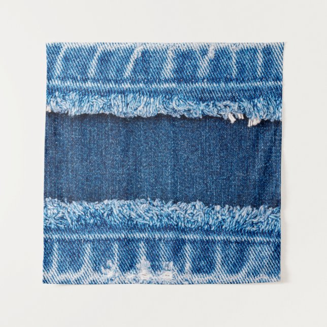 Blaue Jeans-Stofftextur Wandteppich (Vorderseite)