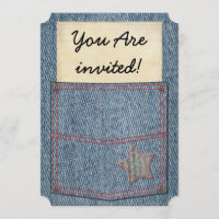 Blaue Jeans-Taschen-Party Einladungen