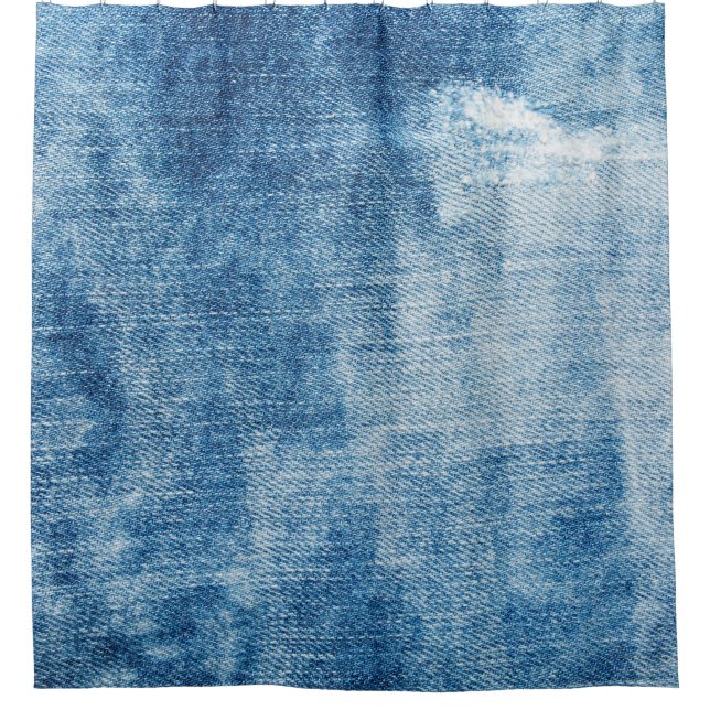 Blaue Jeans-Textur Duschvorhang (Vorderseite)