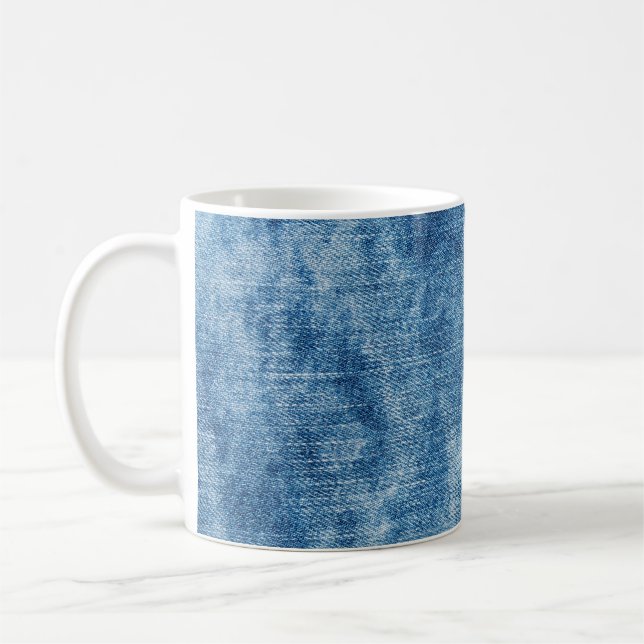 Blaue Jeans-Textur Kaffeetasse (Links)