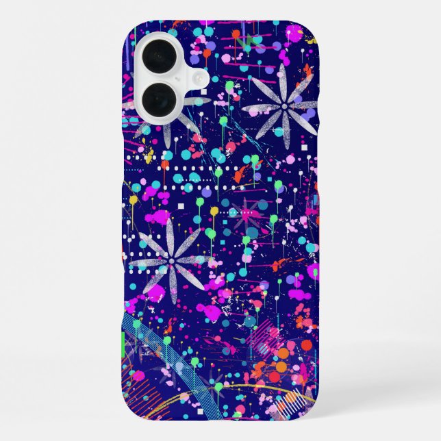 Blaue Jubiläums-Abstraktkunst  iPhone 16 Plus Hülle (Rückseite)