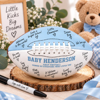 Blaue Jungen Baby Shower Autogramme Erstes Mini Football