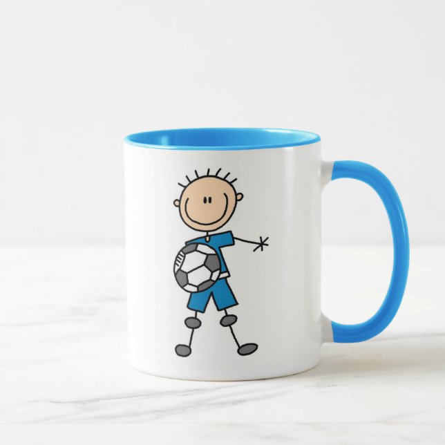 Blaue Jungen-Fußball-Tasse Tasse (Rechts)