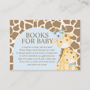 Blaue Jungen-Giraffen-Bücher für Baby-Beilagekarte Begleitkarte