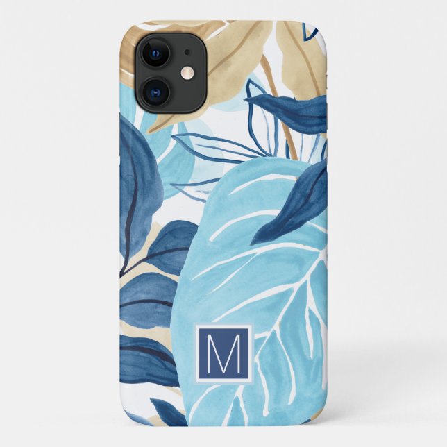 Blaue Jungle-Blätter Case-Mate iPhone Hülle (Rückseite)