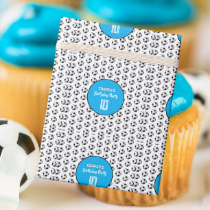 Blaue Jungs-Fußball-Geburtstagsfeier Geschenkpapier