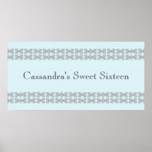 Blaue Juwel-Spitze-Geburtstagsfeier- Banner Poster