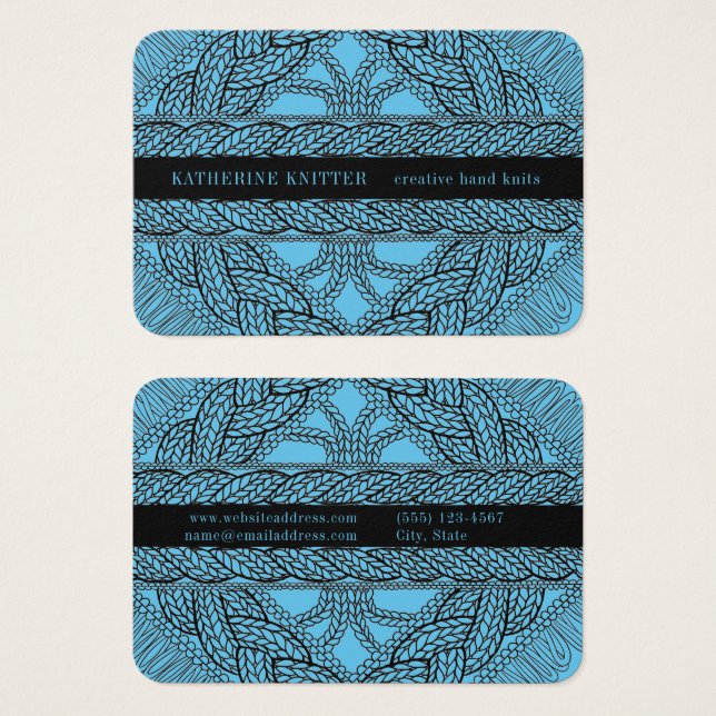 BLAUE KABEL STRICK 3.5x2.5 Visitenkarte (Vorne & Hinten)