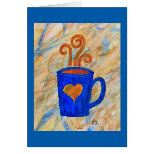 Blaue Kaffee-Tasse mit Herz Watercolor (Vorne)