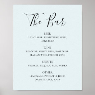 Blaue Kalligraphie-Skript Hochzeitgetränke Bar-Men Poster