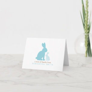 Blaue Kaninchen-Babyparty danken Ihnen Anmerkungen Dankeskarte