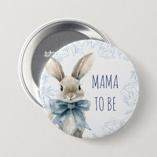 Blaue Kaninchen-Mama als Babydusche Button