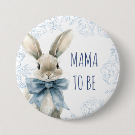 Blaue Kaninchen-Mama als Babydusche Button