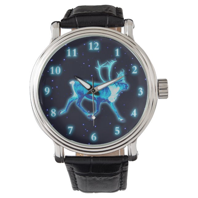 Blaue Karibik (Reindeer) Armbanduhr (Vorderseite)