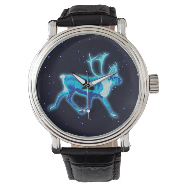 Blaue Karibik (Reindeer) Armbanduhr (Vorderseite)