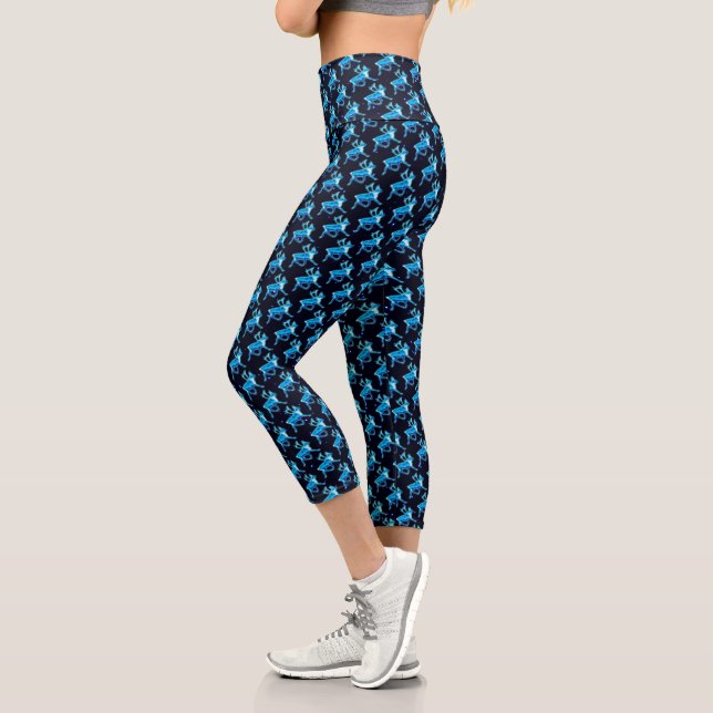 Blaue Karibik (Reindeer) Capri Leggings (Links)