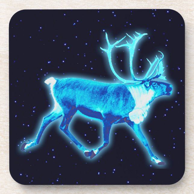 Blaue Karibik (Reindeer) Getränkeuntersetzer (Vorderseite)