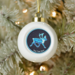 Blaue Karibik (Reindeer) Keramik Kugel-Ornament