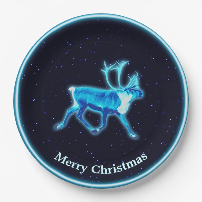 Blaue Karibik (Reindeer) Pappteller (Vorderseite)