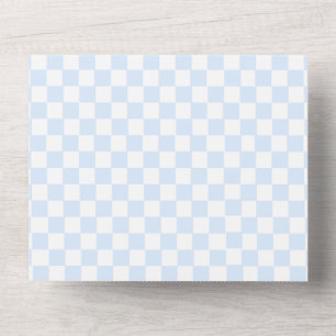 Blaue karierte Babyparty-Einladung zum Bearbeiten All In One Einladung