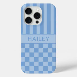 Blaue Karierte Gestreifte Personalisierte Case-Mate iPhone Hülle