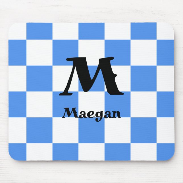 Blaue karierte Muster Hintergrundmauspad Mousepad (Vorne)