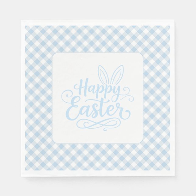 Blaue Karierte Ostern Serviette (Vorderseite)