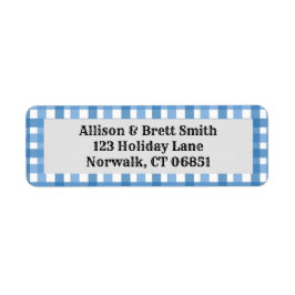 Blaue Karierte Rücksendeadressen-Aufkleber