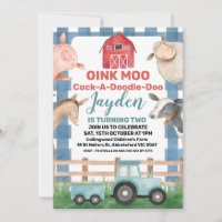 Blaue Karierte und Traktorfarm Einladung zum Gebur