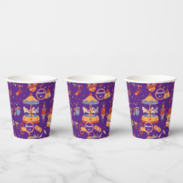 Blaue Karnevalskinder’ Birthday Circus Pattern Clo Pappbecher