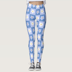 Blaue Karo-Daisy Retro Leggings