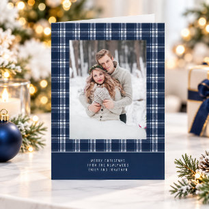 Blaue Karo-Foto Erste verheiratete Weihnachten gef