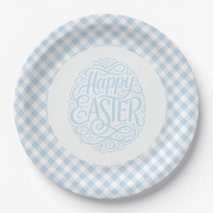 Blaue Karo-Ostern Pappteller