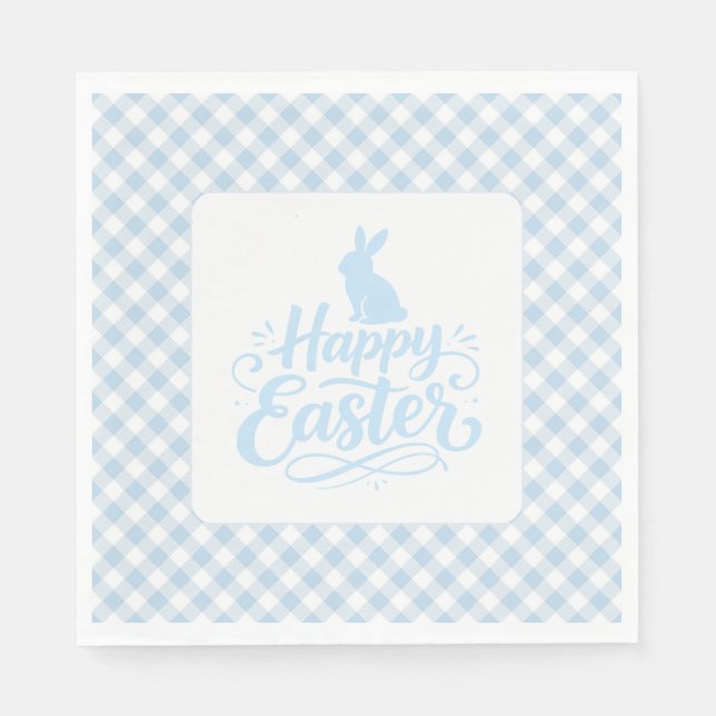 Blaue Karo-Ostern Serviette (Vorderseite)
