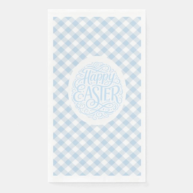 Blaue Karo-Ostern Serviette (Vorderseite)
