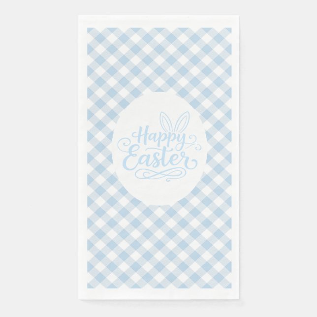 Blaue Karo-Ostern Serviette (Vorderseite)