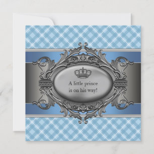 Blaue Karokrone Kleiner Prinz Junge Baby-Party Einladung