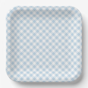 Blaue Karos Pappteller
