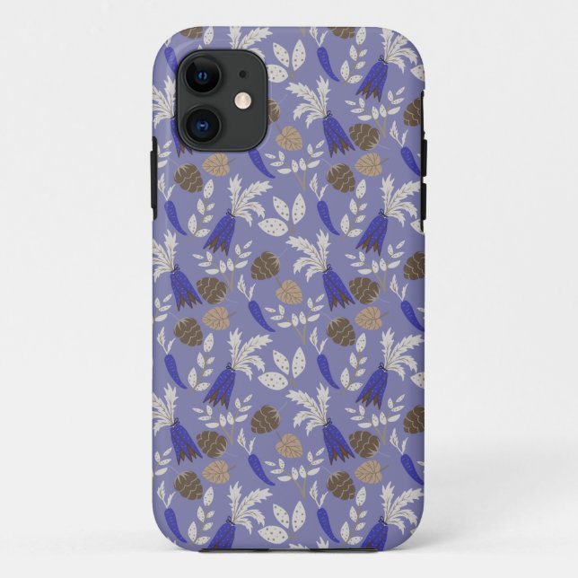 Blaue Karotten und Nüsse Muster Case-Mate iPhone Hülle (Rückseite)