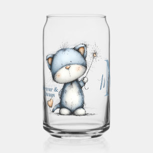 Blaue Katze „Für immer und ewig“ Herzballon-Design Dosenglas