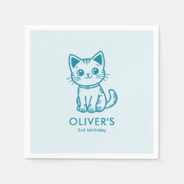 Blaue Katze Geburtstagsparty mit Farbkätzchen Serviette