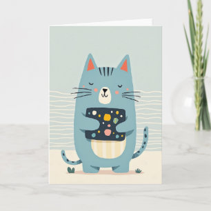 Blaue Katze Geburtstagswunschkarte Karte