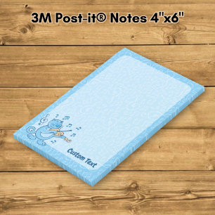 Blaue Katze mit Geigennotizen Post-it Klebezettel