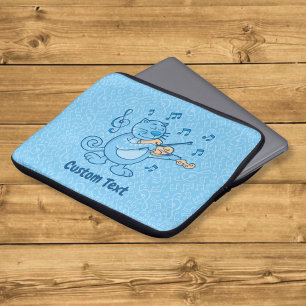 Blaue Katze mit Violin Laptop-Hülle Laptopschutzhülle