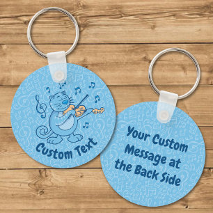 Blaue Katze mit Violin-Schlüsselanhänger Schlüsselanhänger